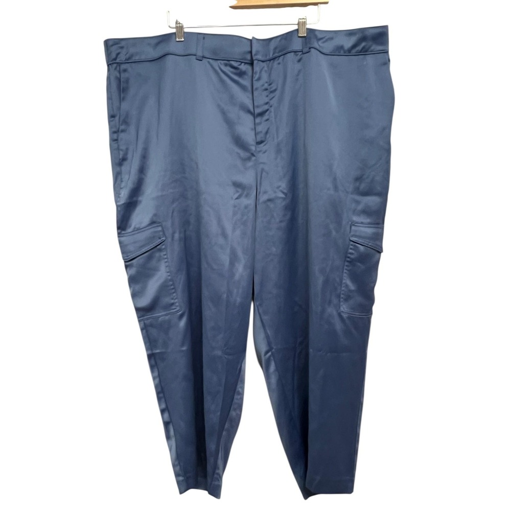Torrid Relaxed Taper Satin Cargo Pants Womens 26 Blue High Rise Tapered Leg Plus
